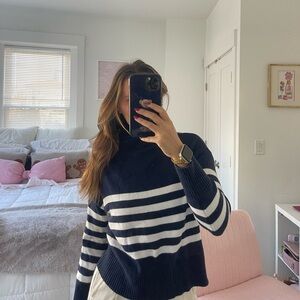 Striped mock neck sweater
